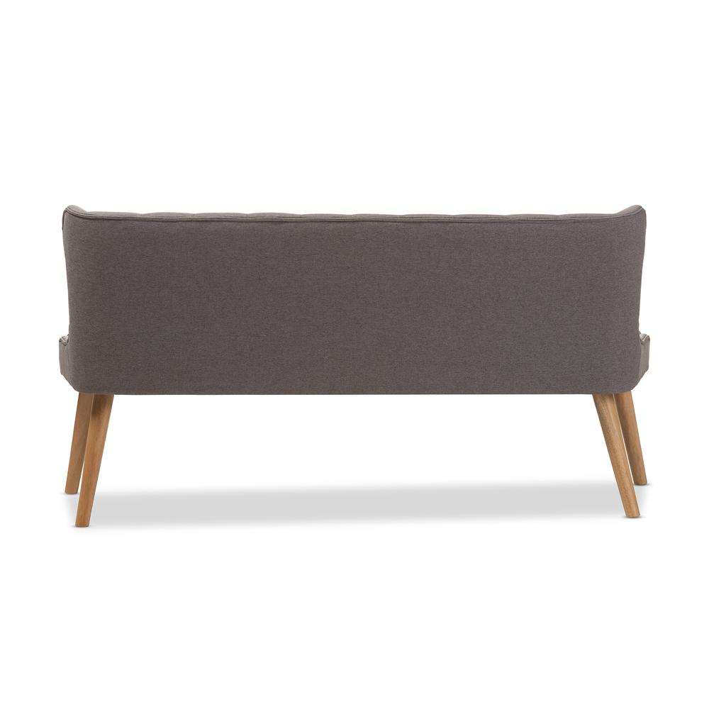 Grey Fabric and Natural Wood Finishing 3-Seater Settee Bench. Picture 12