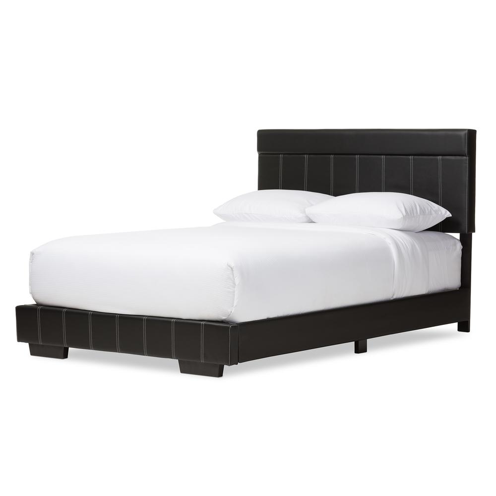 Solo Modern and Contemporary Black Faux Leather Full Size Platform Bed. Picture 8
