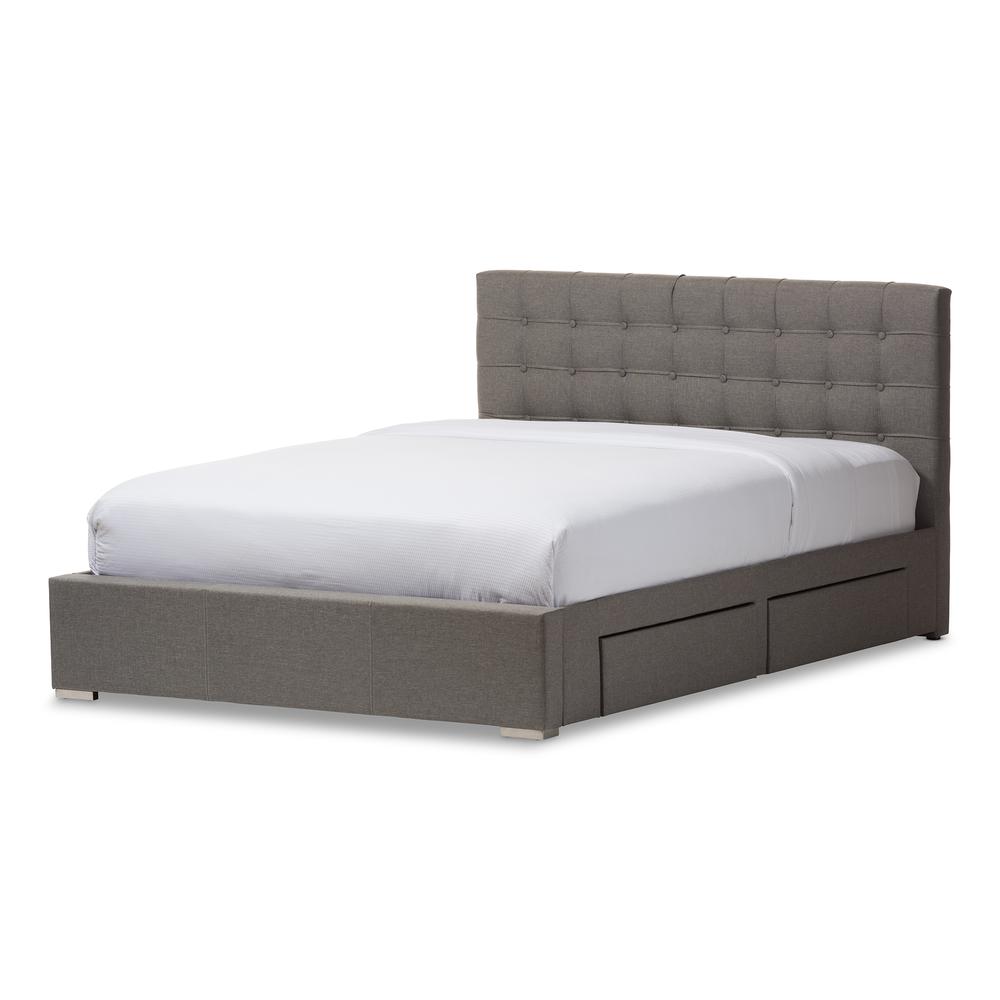 King Size Grey Fabric 4-drawer Storage Platform Bed. Picture 12