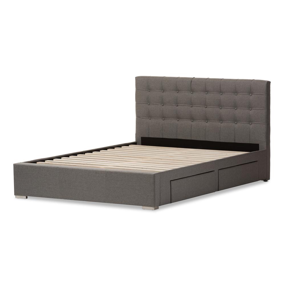 King Size Grey Fabric 4-drawer Storage Platform Bed. Picture 15