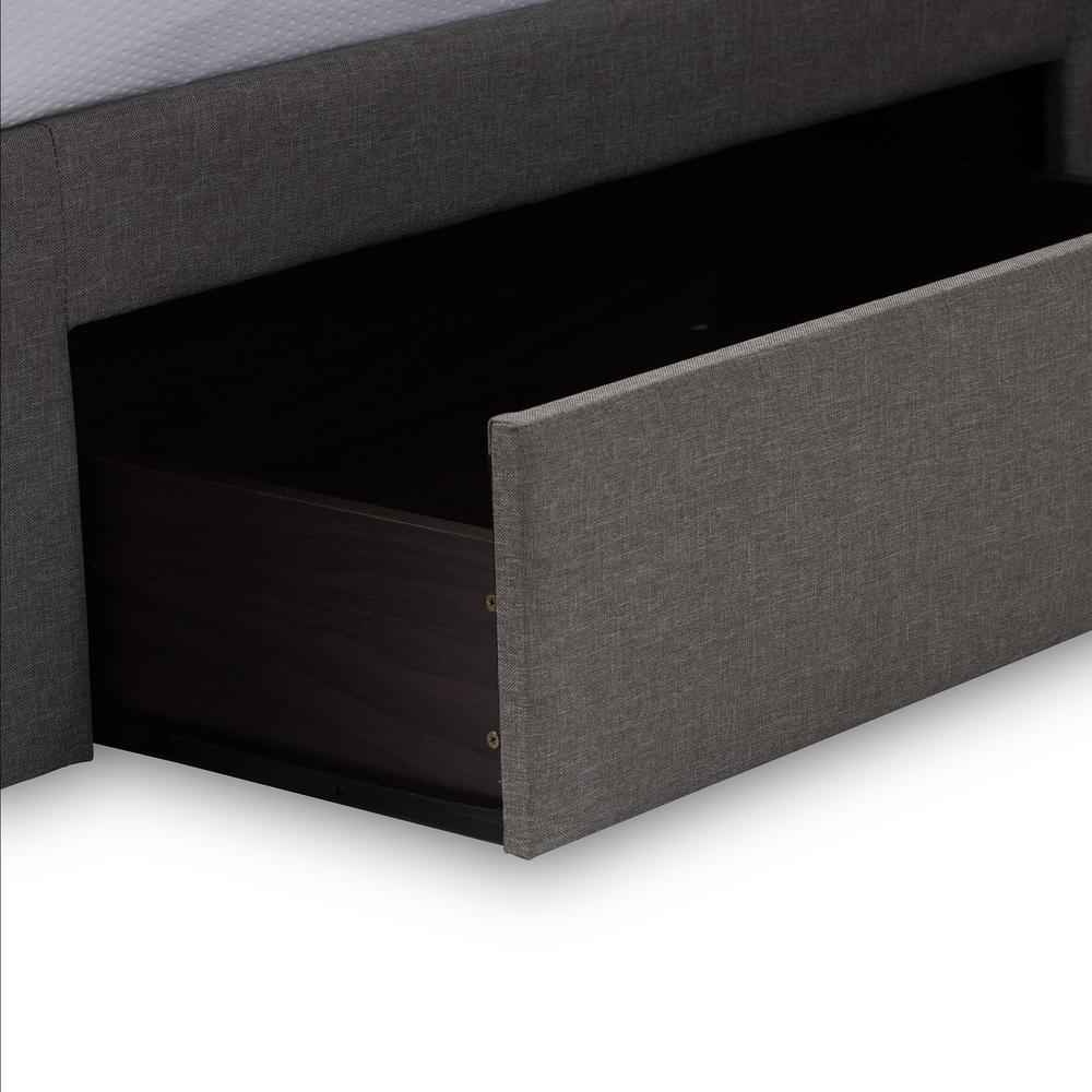 King Size Grey Fabric 4-drawer Storage Platform Bed. Picture 17