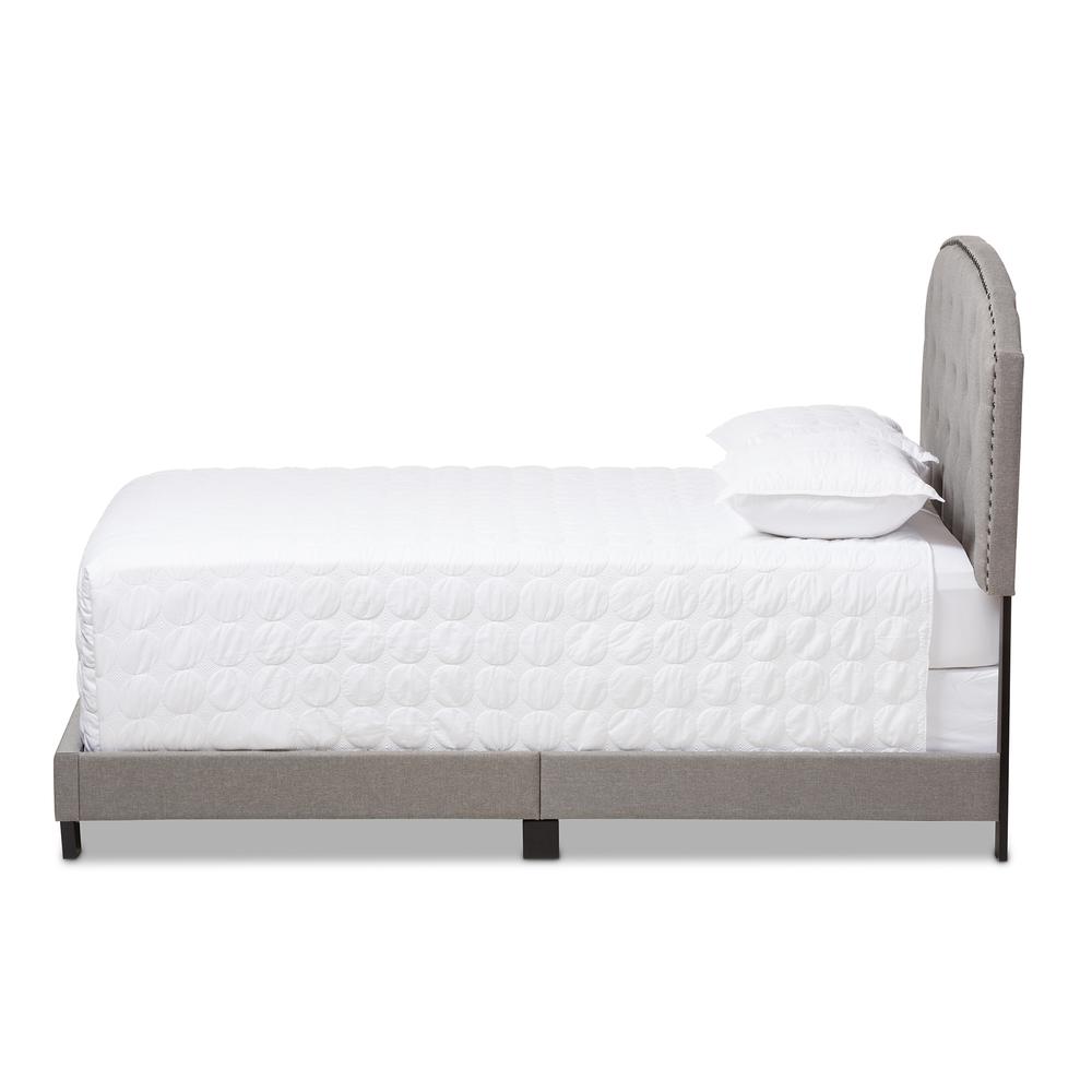 Lexi Modern and Contemporary Light Grey Fabric Upholstered Queen Size Bed. Picture 10
