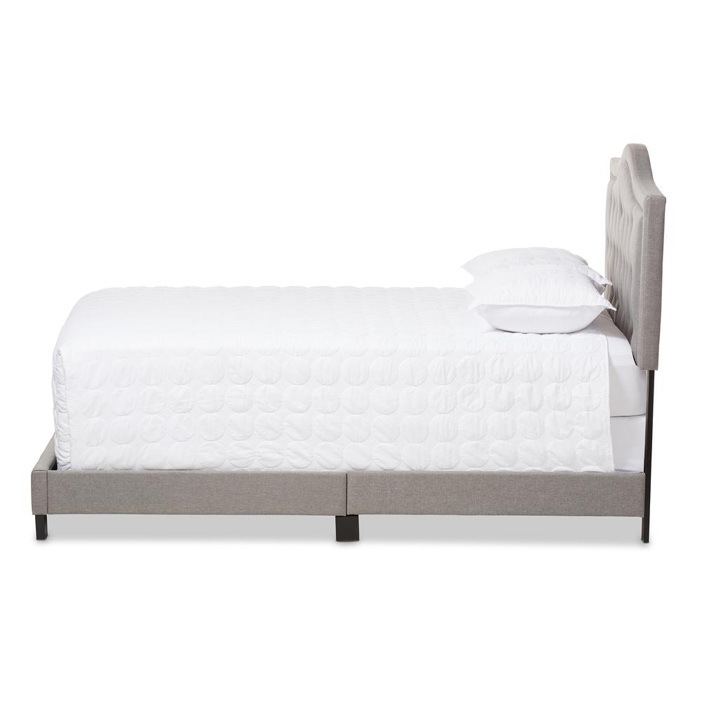 Emerson Modern and Contemporary Light Grey Fabric Upholstered Full Size Bed. Picture 10