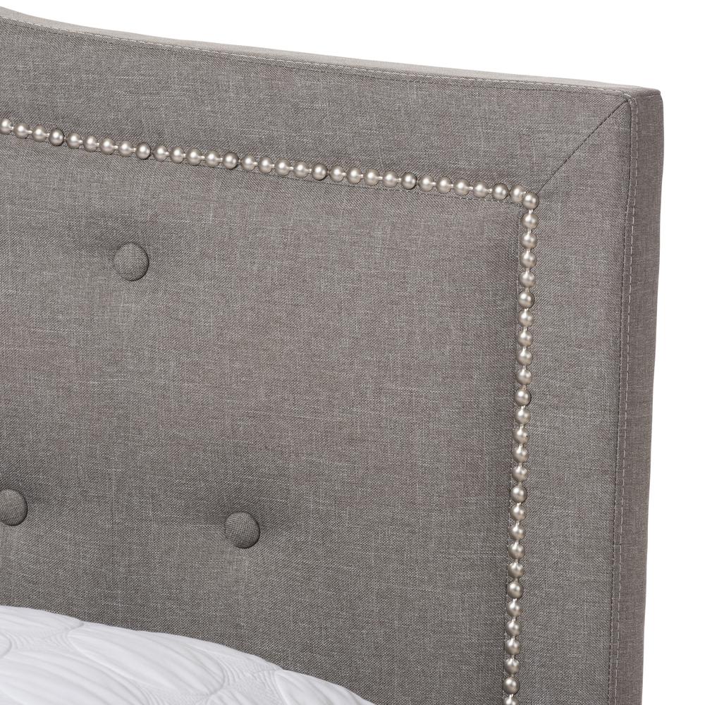 Emerson Modern and Contemporary Light Grey Fabric Upholstered Full Size Bed. Picture 12