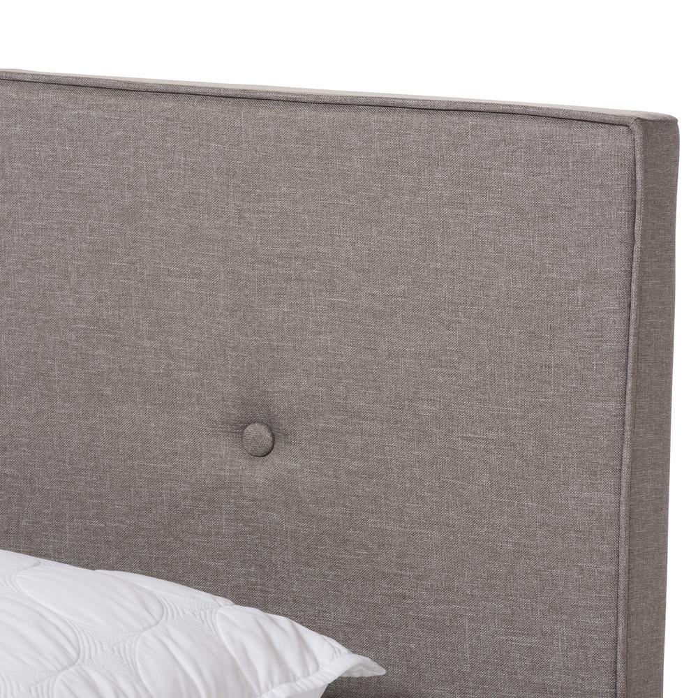 Hampton Modern and Contemporary Light Grey Fabric Upholstered Full Size Bed. Picture 12