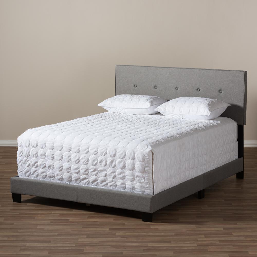 Hampton Modern and Contemporary Light Grey Fabric Upholstered Full Size Bed. Picture 15