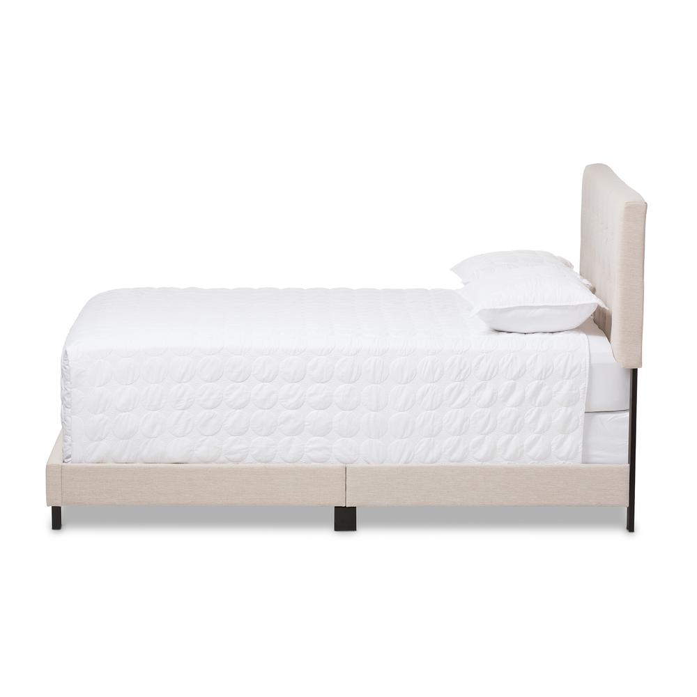 Cassandra Modern and Contemporary Light Beige Fabric Upholstered Queen Size Bed. Picture 10