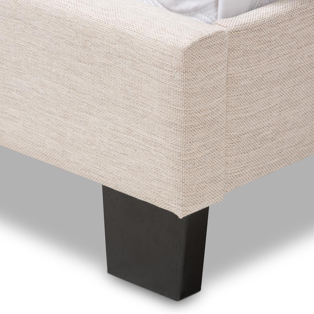 Cassandra Modern and Contemporary Light Beige Fabric Upholstered Queen Size Bed. Picture 13