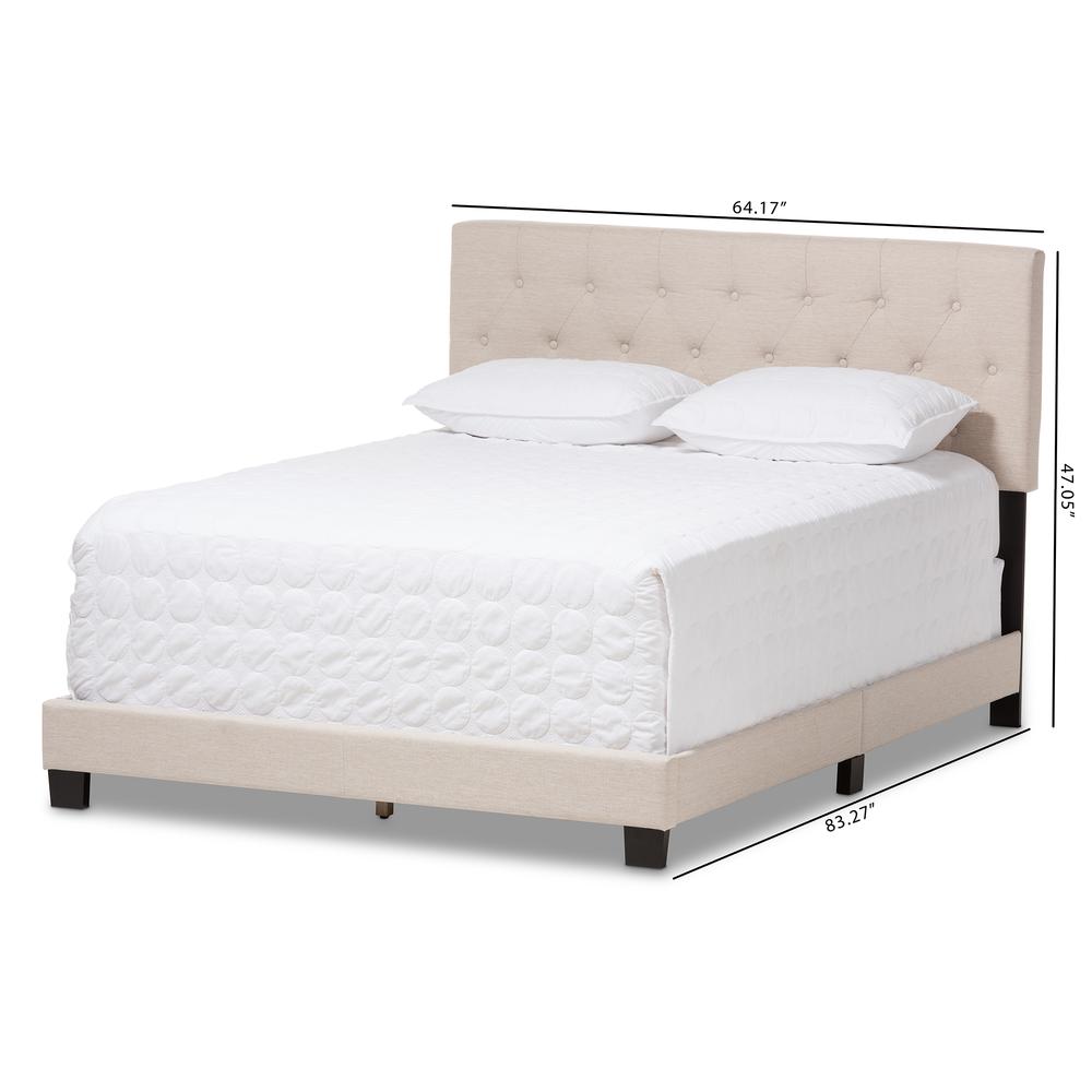 Cassandra Modern and Contemporary Light Beige Fabric Upholstered Queen Size Bed. Picture 16