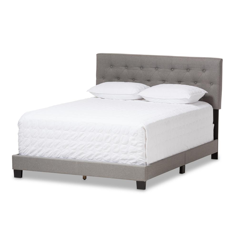 Cassandra Modern and Contemporary Light Grey Fabric Upholstered Full Size Bed. Picture 9