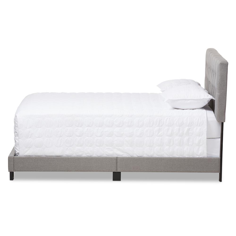 Cassandra Modern and Contemporary Light Grey Fabric Upholstered Full Size Bed. Picture 10