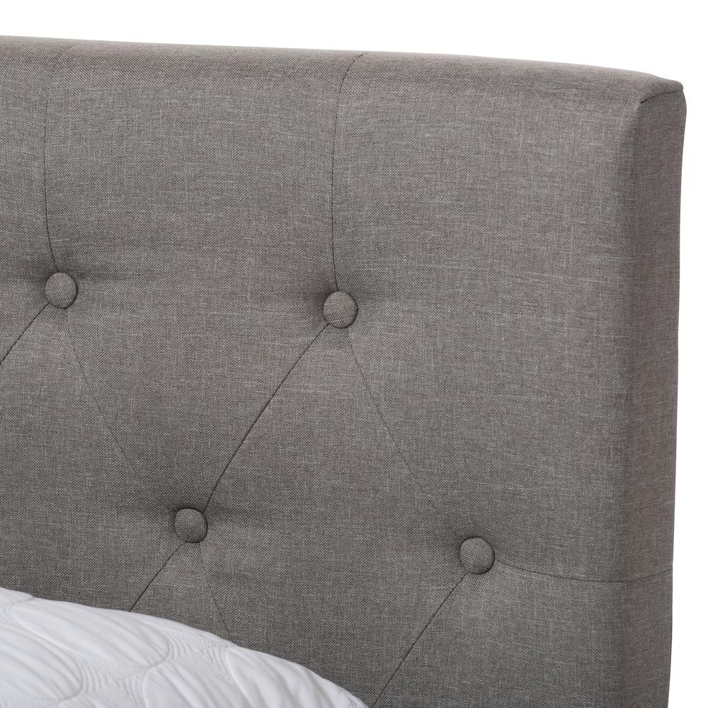 Cassandra Modern and Contemporary Light Grey Fabric Upholstered Full Size Bed. Picture 12