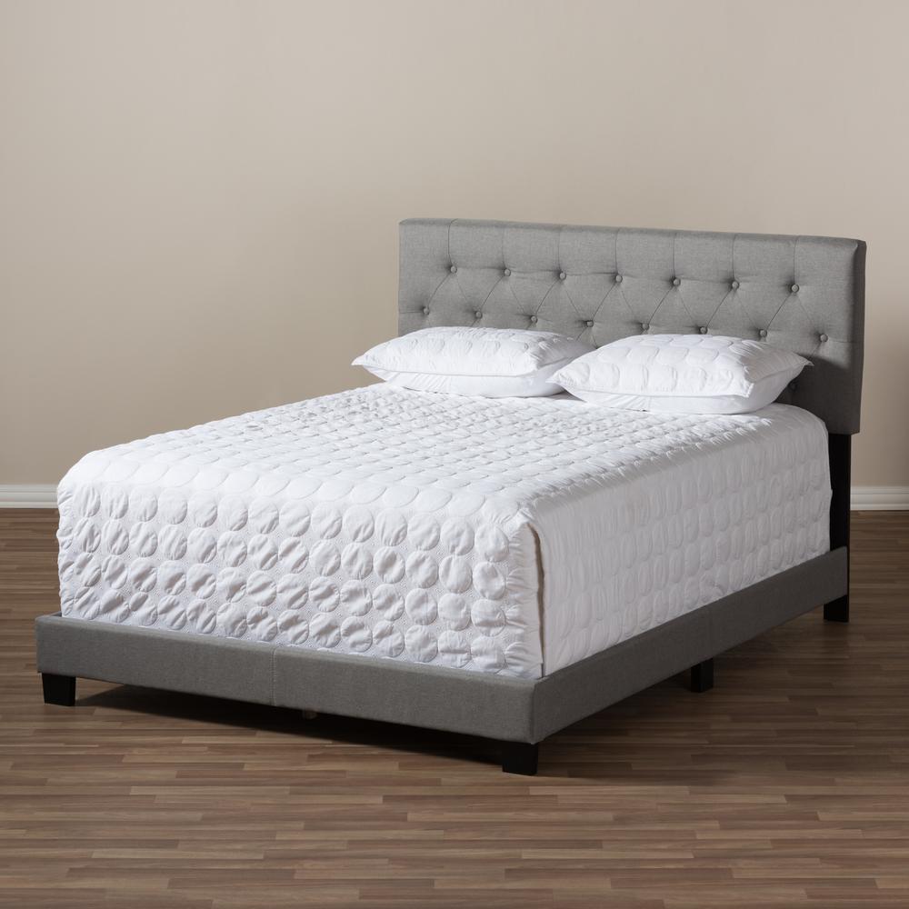 Cassandra Modern and Contemporary Light Grey Fabric Upholstered Full Size Bed. Picture 15