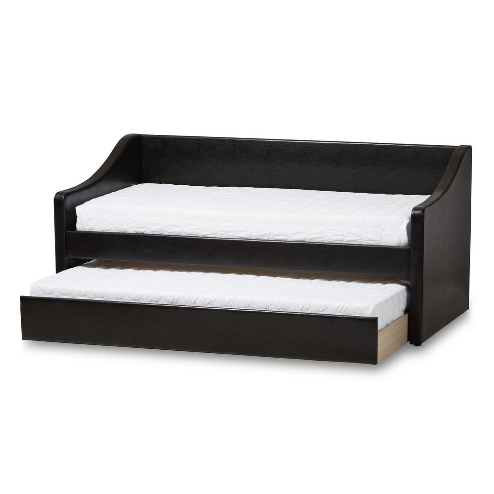 Barnstorm Modern and Contemporary Black Faux Leather Upholstered Daybed. Picture 13