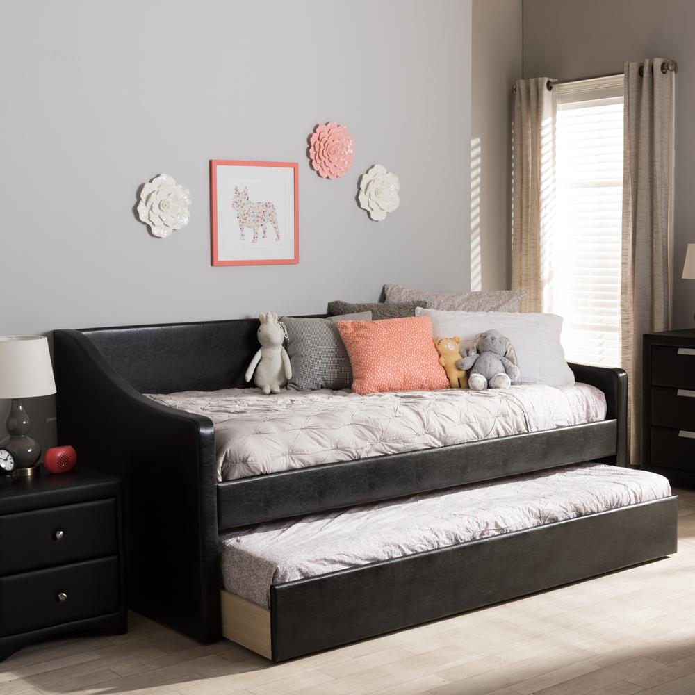 Barnstorm Modern and Contemporary Black Faux Leather Upholstered Daybed. Picture 20