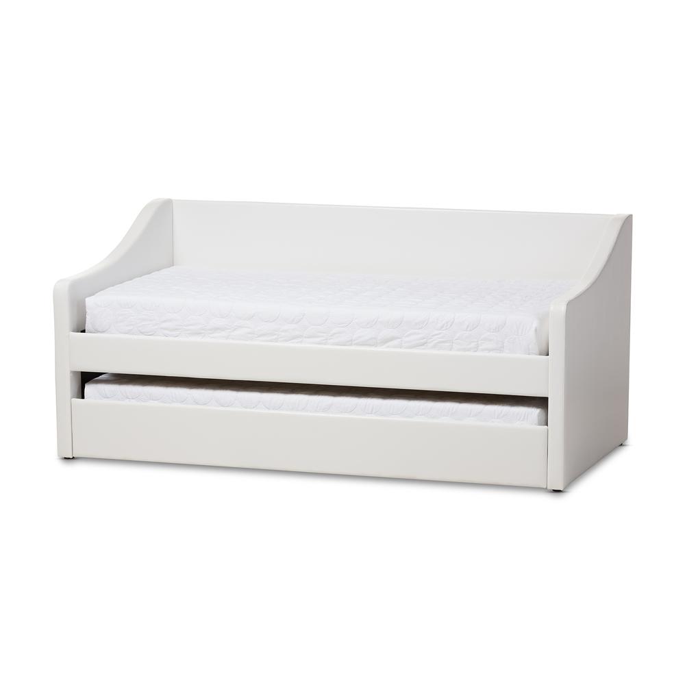 Barnstorm Modern and Contemporary White Faux Leather Upholstered Daybed. Picture 12
