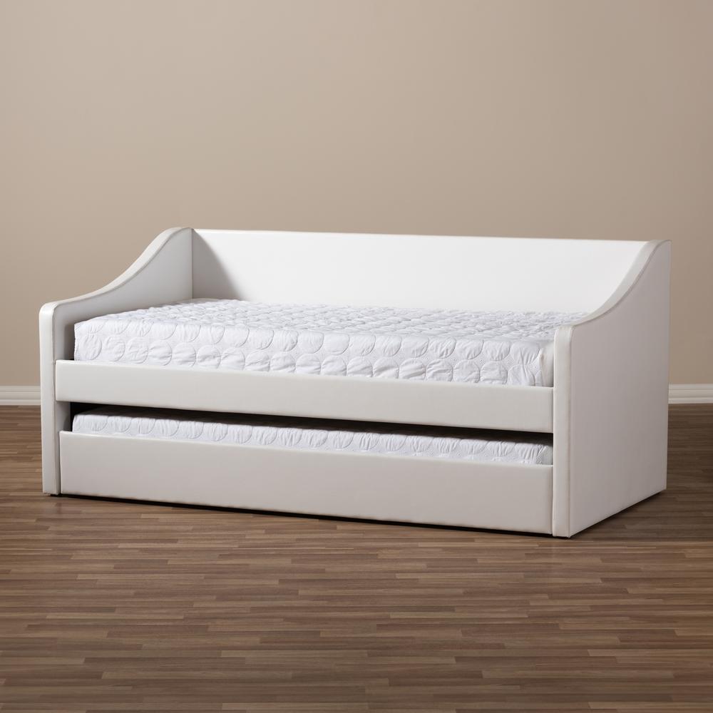 Barnstorm Modern and Contemporary White Faux Leather Upholstered Daybed. Picture 21