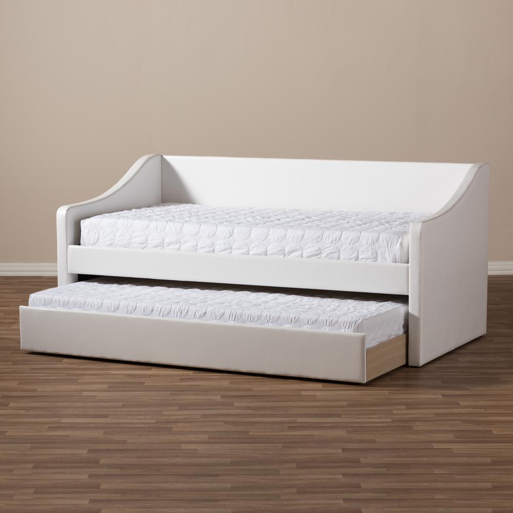Barnstorm Modern and Contemporary White Faux Leather Upholstered Daybed. Picture 22