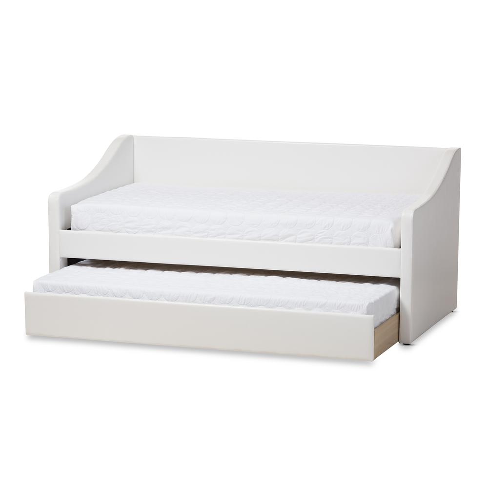 Barnstorm Modern and Contemporary White Faux Leather Upholstered Daybed. Picture 13