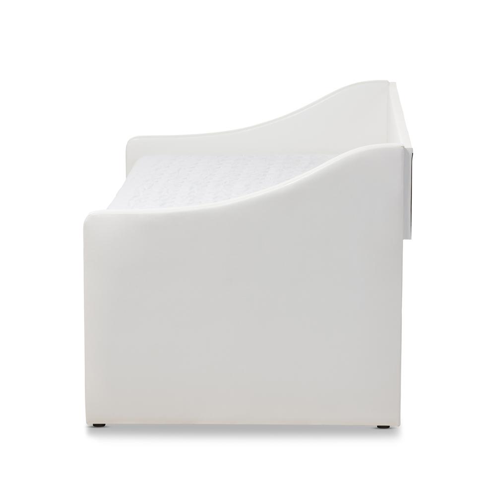 Barnstorm Modern and Contemporary White Faux Leather Upholstered Daybed. Picture 14