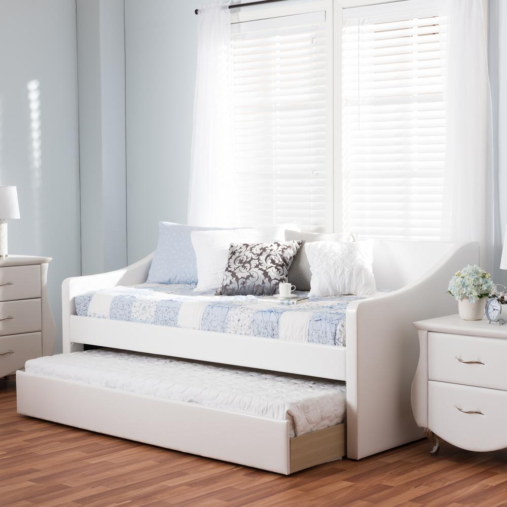 Barnstorm Modern and Contemporary White Faux Leather Upholstered Daybed. Picture 18