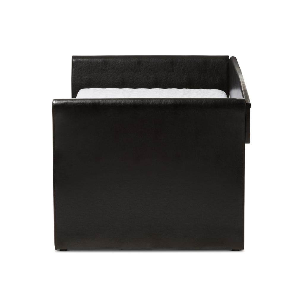 Camino Modern and Contemporary Black Faux Leather Upholstered Daybed. Picture 14