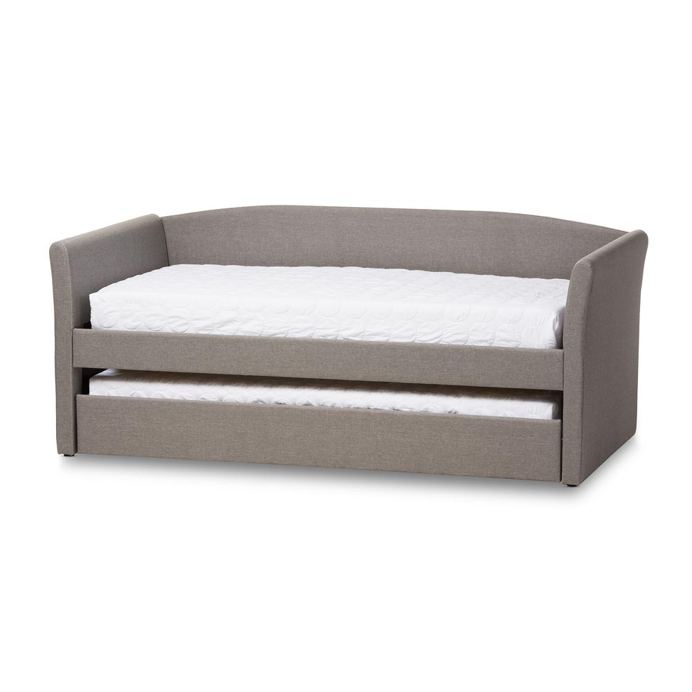 Grey Fabric Upholstered Daybed with Guest Trundle Bed. Picture 12