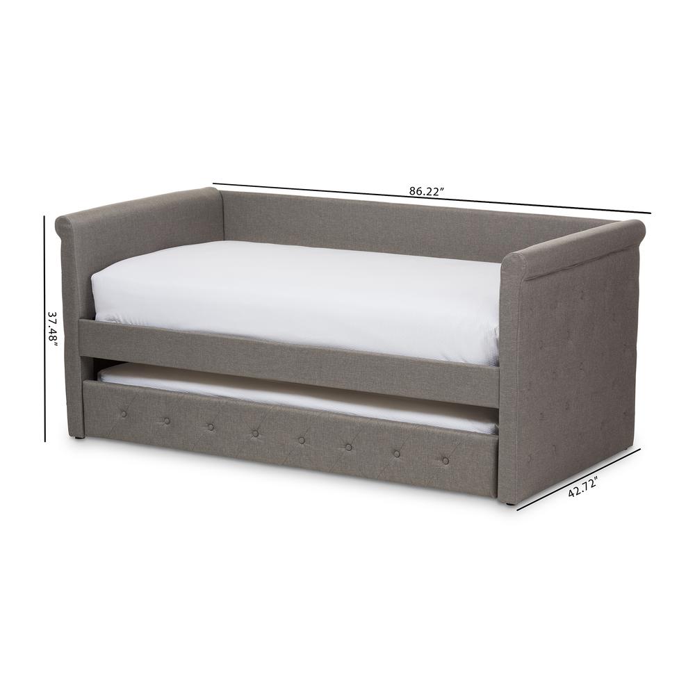 Alena Modern and Contemporary Light Grey Fabric Daybed with Trundle. Picture 26