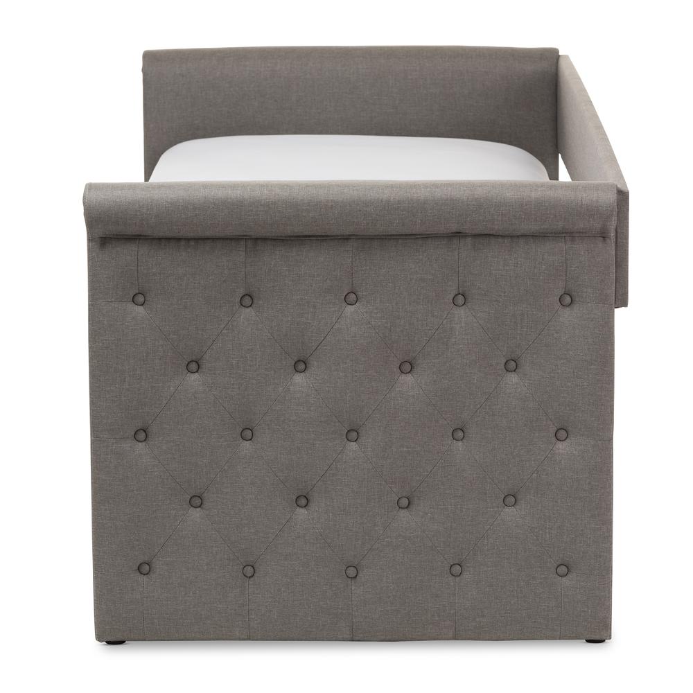 Alena Modern and Contemporary Light Grey Fabric Daybed with Trundle. Picture 16