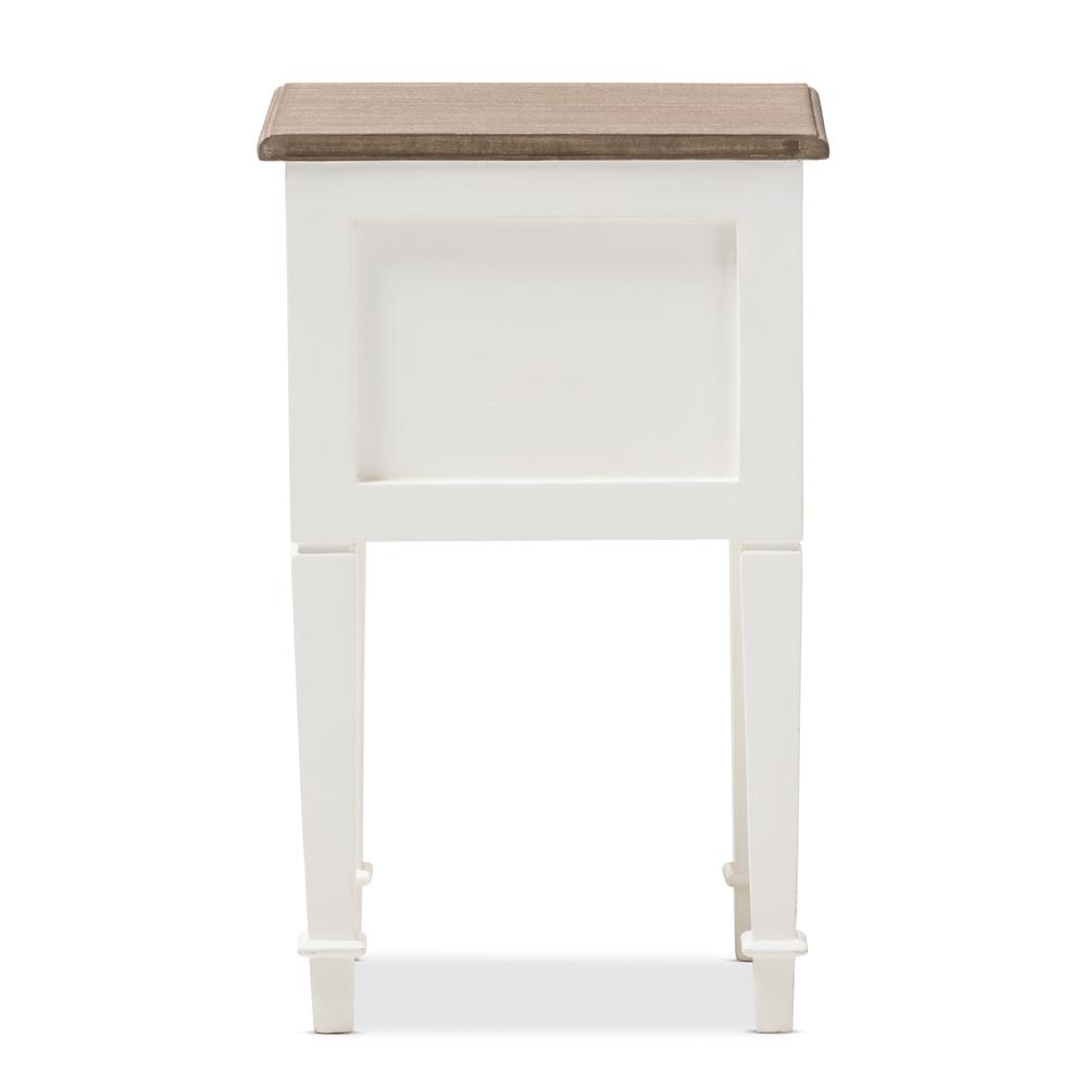 Weathered Oak and White Wash Distressed Finish Wood Nightstand. Picture 13