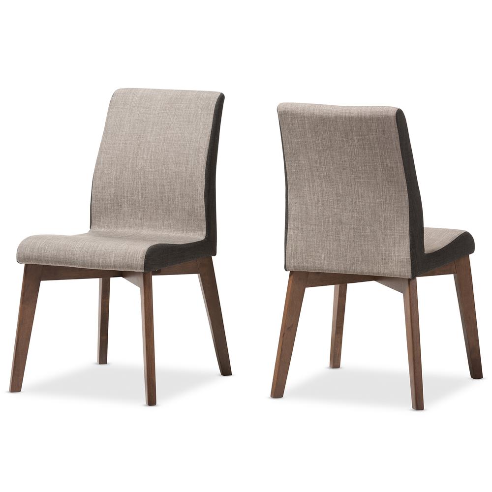 Kimberly Mid-Century Modern Beige and Brown Fabric Dining Chair (Set of 2). Picture 9