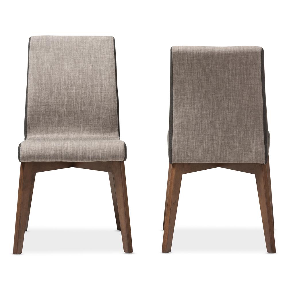 Kimberly Mid-Century Modern Beige and Brown Fabric Dining Chair (Set of 2). Picture 10
