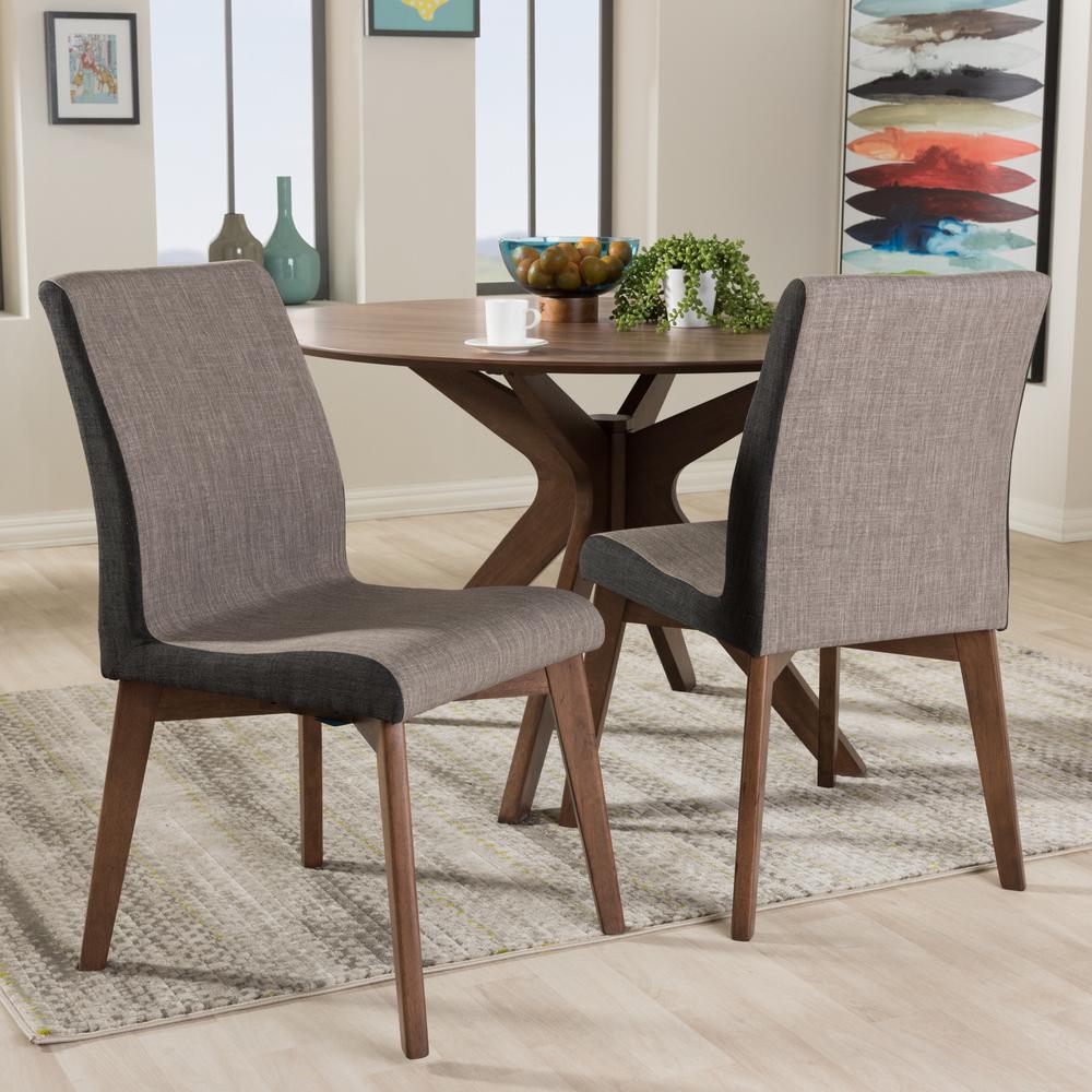 Kimberly Mid-Century Modern Beige and Brown Fabric Dining Chair (Set of 2). Picture 14
