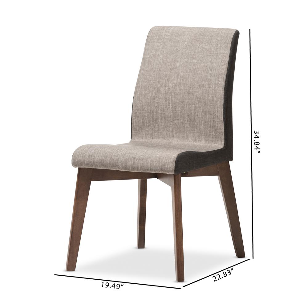 Kimberly Mid-Century Modern Beige and Brown Fabric Dining Chair (Set of 2). Picture 16