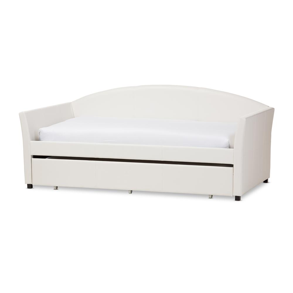 London Modern and Contemporary White Faux Leather Arched Back Sofa Twin Daybed. Picture 11
