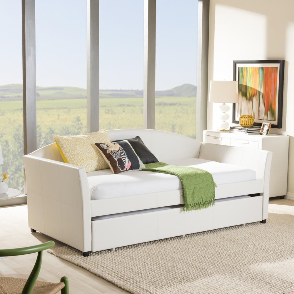London Modern and Contemporary White Faux Leather Arched Back Sofa Twin Daybed. Picture 13