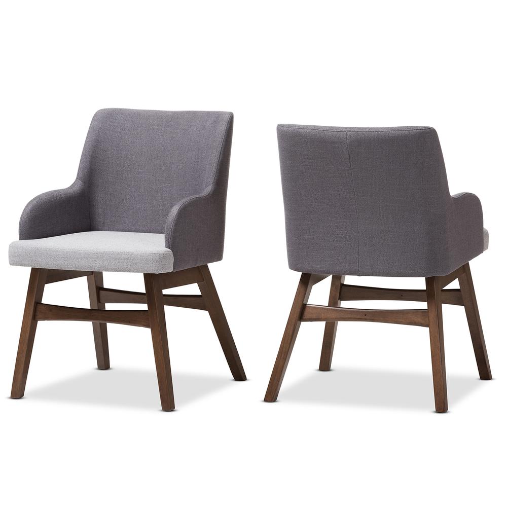 Baxton Studio Monte Mid-Century Modern Two-Tone Grey Fabric Armchair (Set of 2). Picture 9