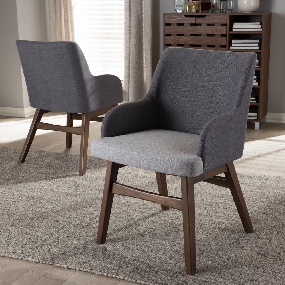 Baxton Studio Monte Mid-Century Modern Two-Tone Grey Fabric Armchair (Set of 2). Picture 14
