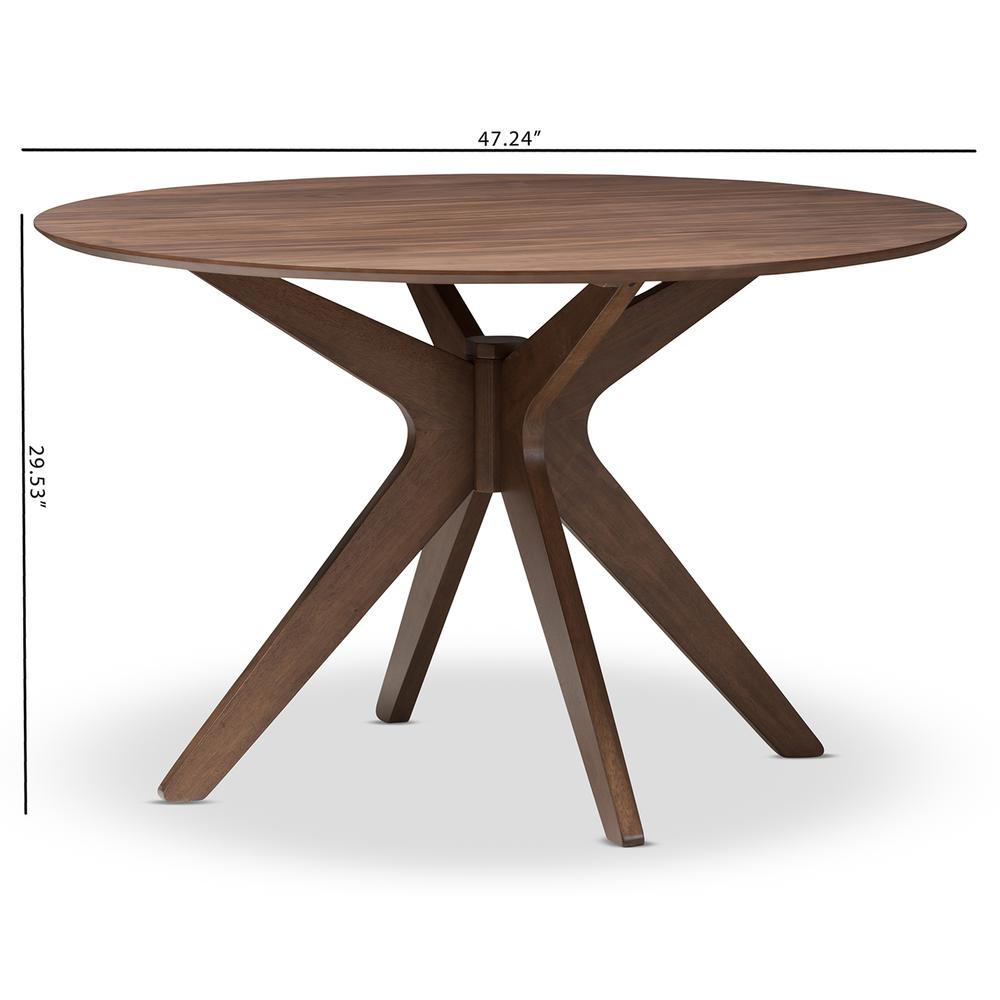 Baxton Studio Monte Mid-Century Modern Walnut Wood 47-Inch Round Dining Table. Picture 14