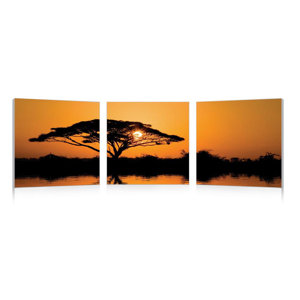 Savannah Sunset Mounted Photography Print Triptych Multi. Picture 1