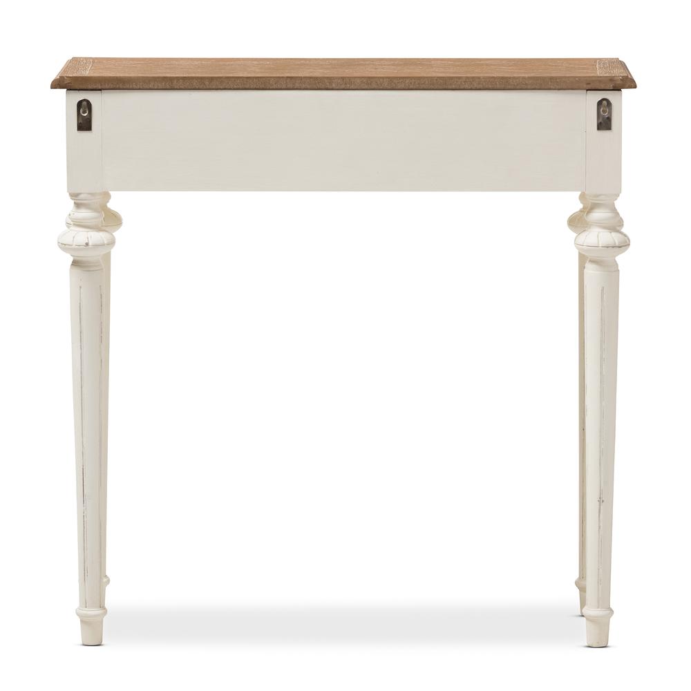 Weathered Oak and White Wash Distressed Finish Wood Two-Tone Console Table. Picture 13