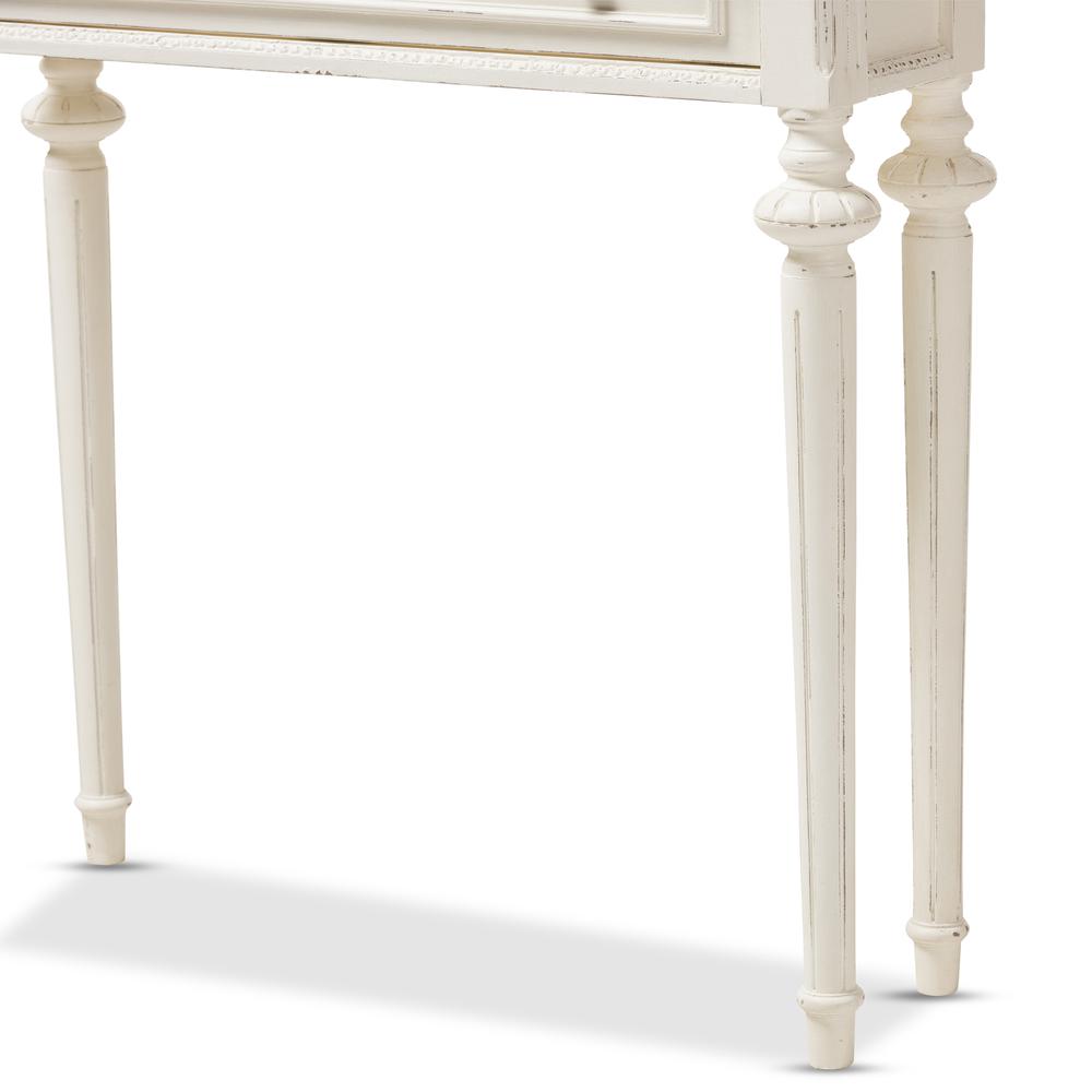 Weathered Oak and White Wash Distressed Finish Wood Two-Tone Console Table. Picture 15