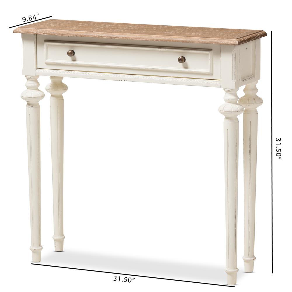 Weathered Oak and White Wash Distressed Finish Wood Two-Tone Console Table. Picture 18