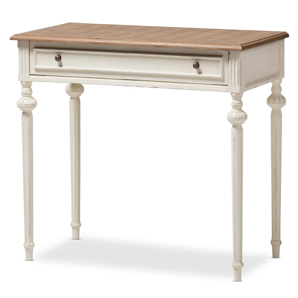 Marquetterie French Provincial Weathered Oak and Whitewash Writing Desk. Picture 10