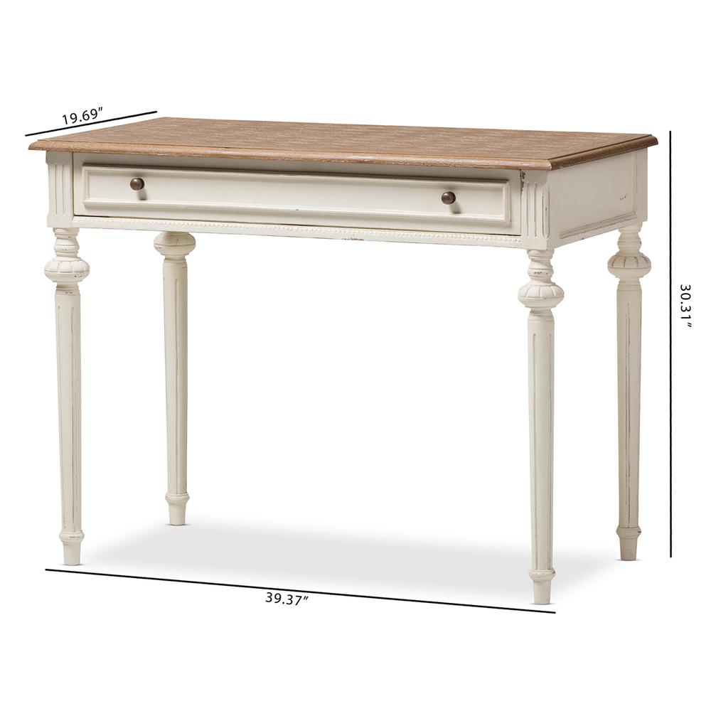 Marquetterie French Provincial Weathered Oak and Whitewash Writing Desk. Picture 18