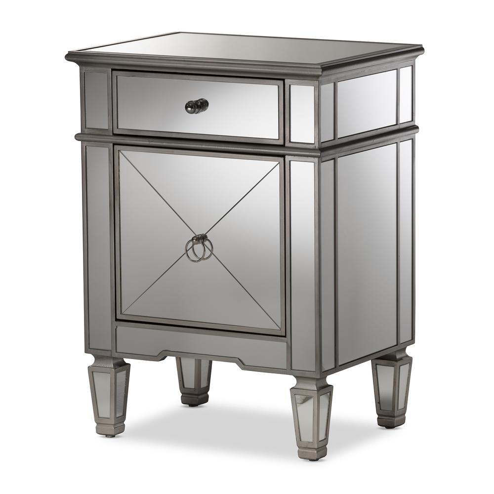 Baxton Studio Claudia Hollywood Regency Glamour Style Mirrored End Table. Picture 9