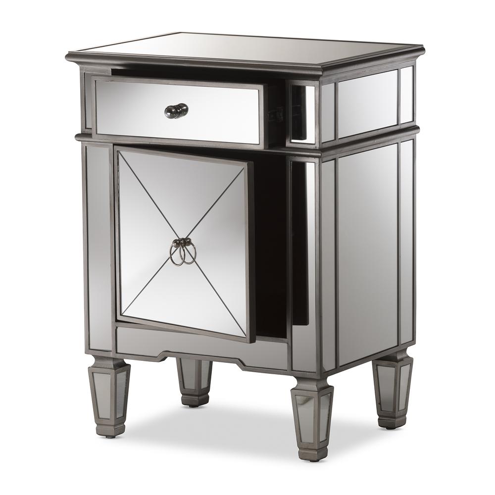 Baxton Studio Claudia Hollywood Regency Glamour Style Mirrored End Table. Picture 10