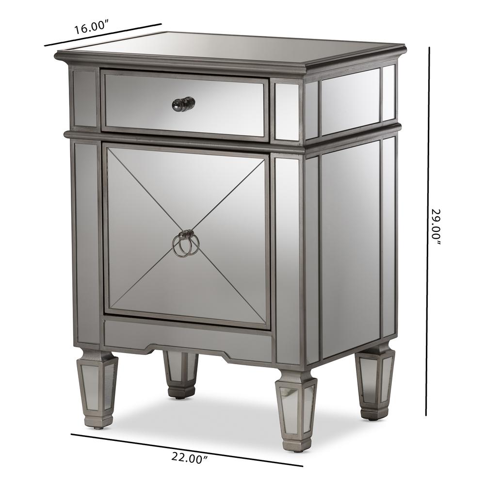 Baxton Studio Claudia Hollywood Regency Glamour Style Mirrored End Table. Picture 16