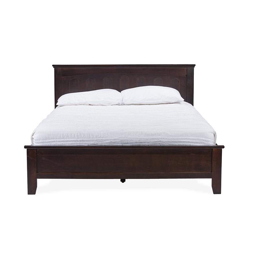 Baxton Studio Spuma Cappuccino Wood Contemporary Full-Size Bed. Picture 1