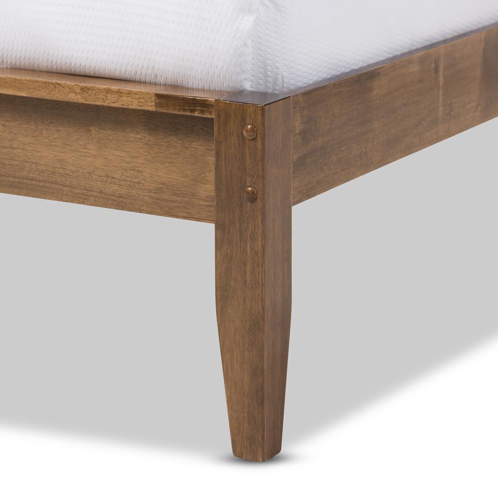 Daylan Mid-Century Modern Solid Walnut Wood Slatted Queen Size Platform Bed. Picture 9